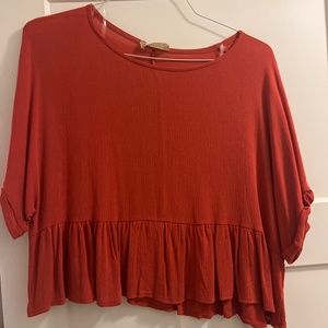 Altard State Short Sleeve Dressy Top Rust/Red Color